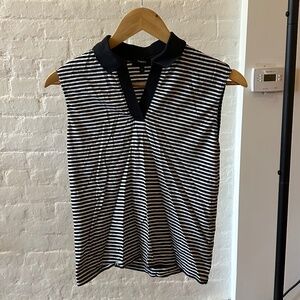 Theory Sleeveless Striped Top with Collar